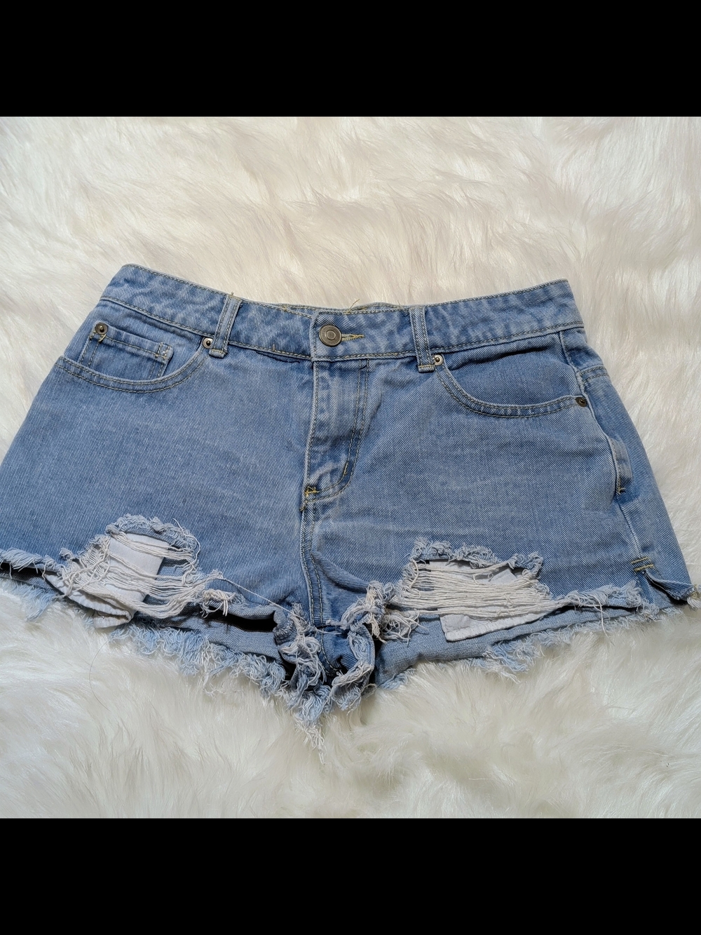 Hot Kiss Light Blue Distressed Jean Shorts